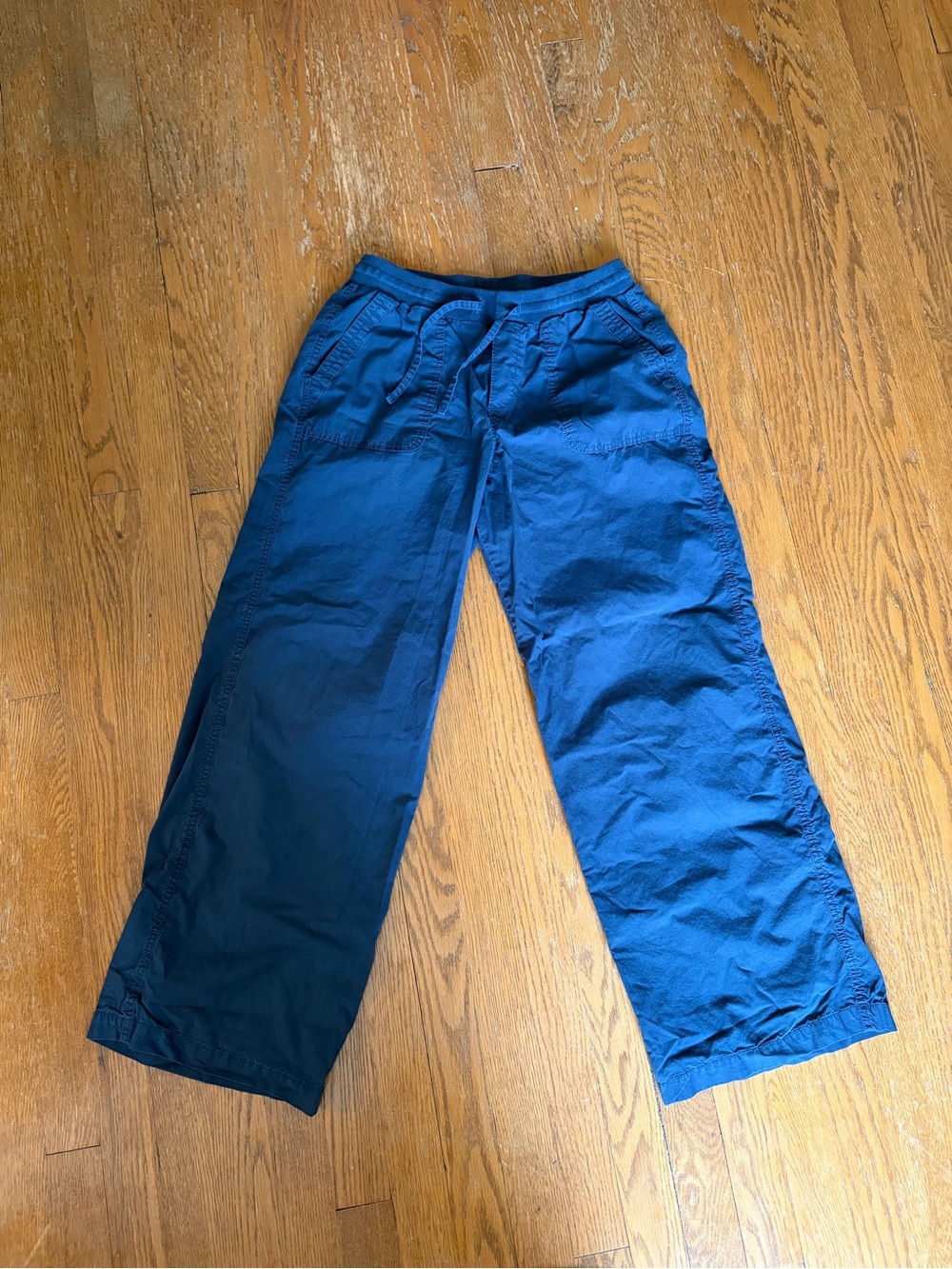 Pact Organic Cotton Wide Leg Drawstring Pants Navy Size M
